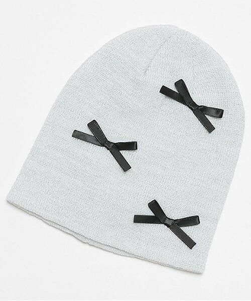 Lovetoxic / ラブトキシック ニットキャップ | リボンビーニー（白）