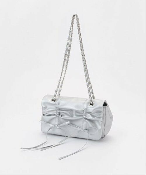 Lovetoxic / ラブトキシック ショルダーバッグ | ギャザーリボンショルダー（シルバー）