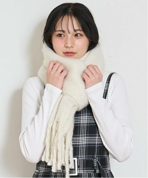 Lovetoxic / ラブトキシック マフラー・ショール・スヌード・ストール | ボリュームフリンジマフラー（アイボリー）