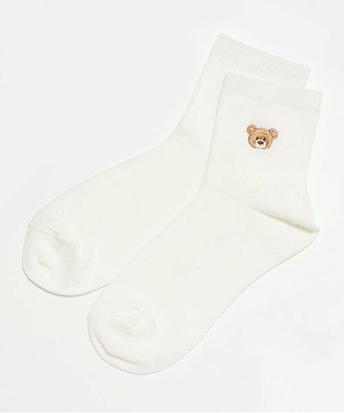 Lovetoxic / ラブトキシック ソックス | リブ刺繍スクールソックス（オフ ホワイト）