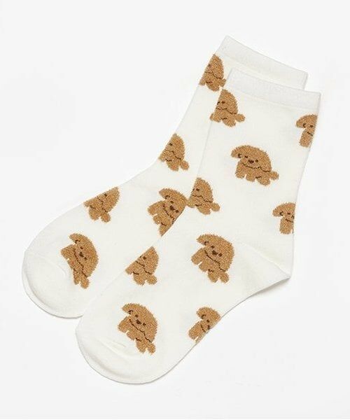 Lovetoxic / ラブトキシック ソックス | ワンチャン柄クルーソックス（オフ ホワイト）