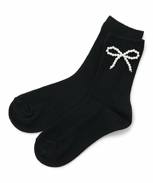 Lovetoxic / ラブトキシック ソックス | パールリボンソックス（黒）