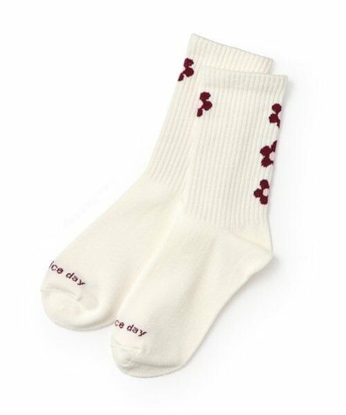 Lovetoxic / ラブトキシック ソックス | 【抗菌防臭】フラワーリブソックス（エンジ）