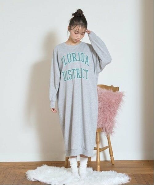 Lovetoxic / ラブトキシック ルームウェア | 【ルームウェア/パジャマ】長袖ルームワンピース（グレー）