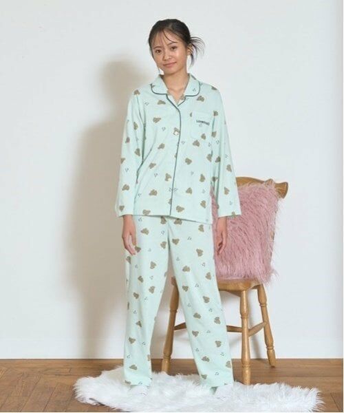 Lovetoxic / ラブトキシック ルームウェア | 【ルームウェア/パジャマ】犬柄長袖シャツ＆パンツセット（ライト グリーン）