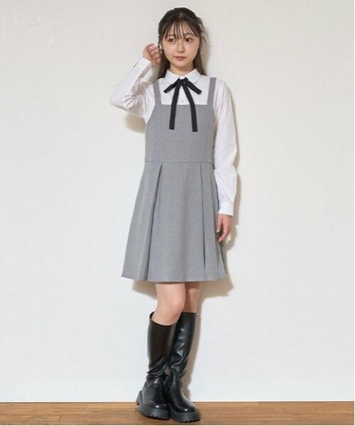 Lovetoxic / ラブトキシック ミニ・ひざ丈スカート | 【卒服】【セレモニー】タックフレアジャンスカ（ライト グレー）