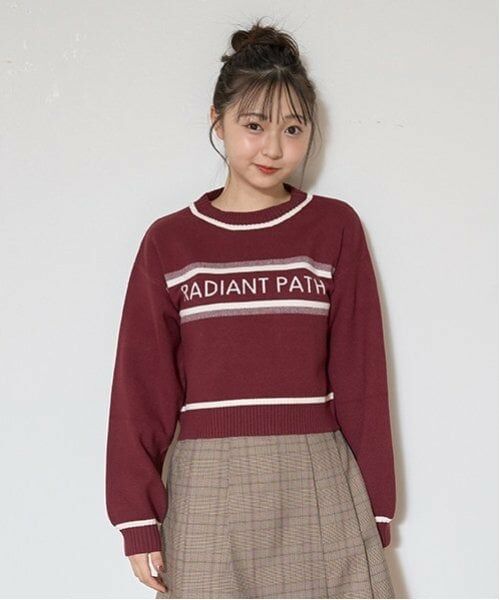 Lovetoxic / ラブトキシック ニット・セーター | 【LTXC】ロゴジャガードニット(エンジ)