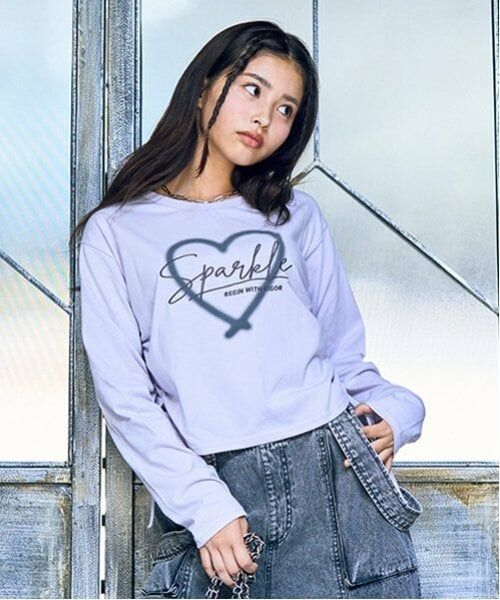 Lovetoxic / ラブトキシック Tシャツ | 【LTXC】サイドドロスト長T（ラベンダー）