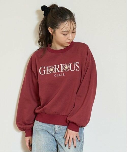 Lovetoxic / ラブトキシック スウェット | 【GOODPRICE】裏起毛フラワーロゴプルオーバー（エンジ）