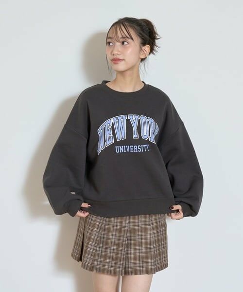 Lovetoxic / ラブトキシック スウェット | 【GOODPRICE】裏起毛カレッジプルオーバー（チャコール）