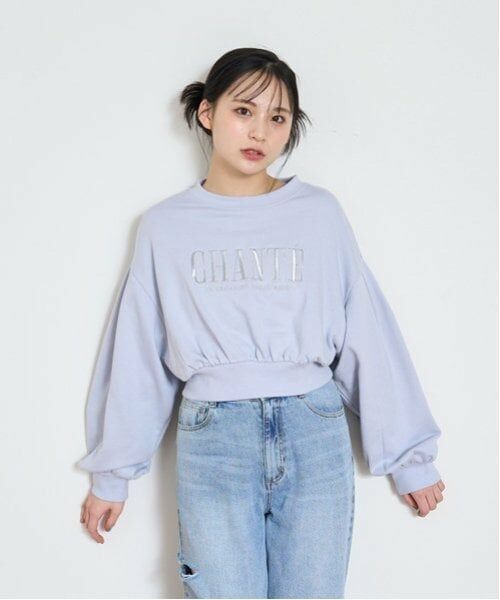 Lovetoxic / ラブトキシック スウェット | ロゴクロップドプルオーバー（サックス）