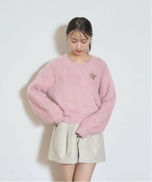 Lovetoxic / ラブトキシック ニット・セーター | ブローチつきシャギーニット（ピンク）