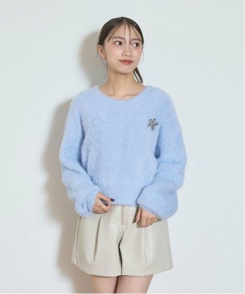 Lovetoxic / ラブトキシック ニット・セーター | ブローチつきシャギーニット（サックス）