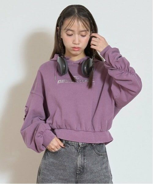 Lovetoxic / ラブトキシック パーカー | 【LTXC】【綿100％】ヴィンテージ風ダメージパーカ（ラベンダー）