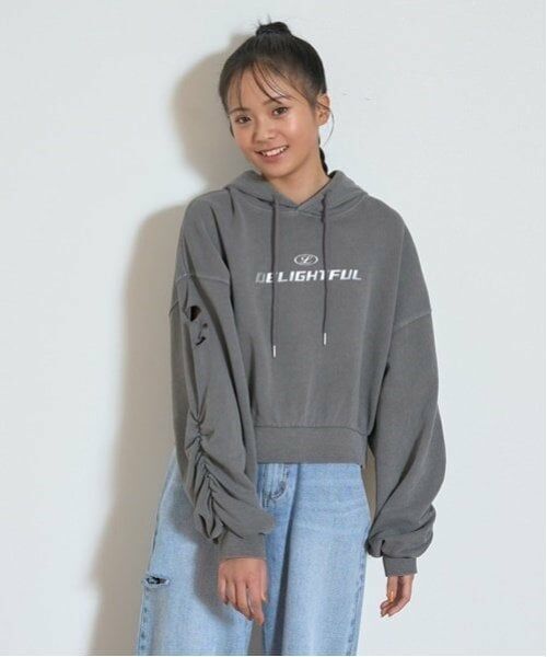 Lovetoxic / ラブトキシック パーカー | 【LTXC】【綿100％】ヴィンテージ風ダメージパーカ（チャコール）