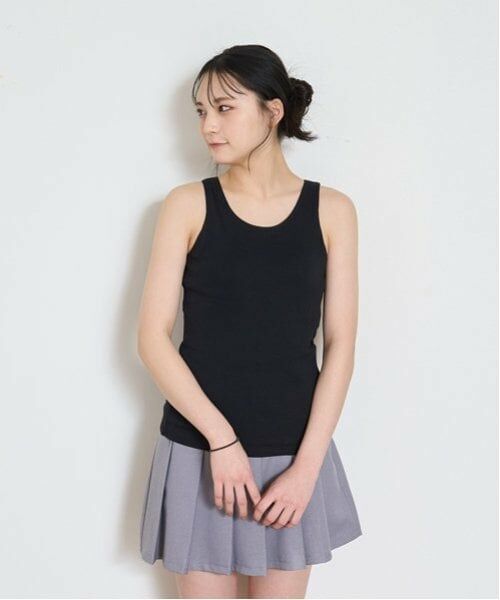 Lovetoxic / ラブトキシック キャミソール・チューブトップ | 【ベーシック】【綿100％】パッドつきタンクトップ（黒）