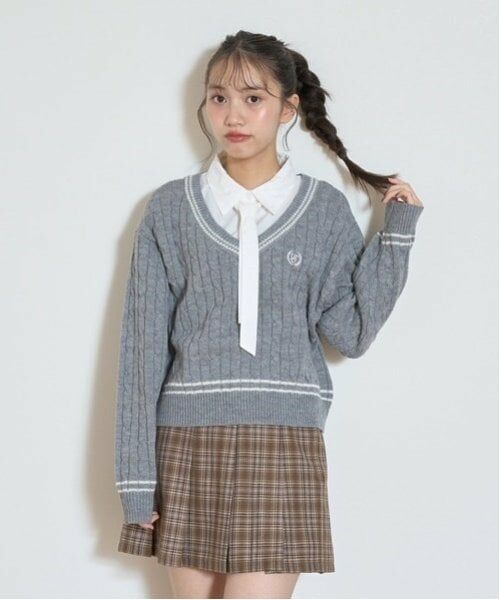 Lovetoxic / ラブトキシック ニット・セーター | レイヤードチルデンニット（トップ グレー）