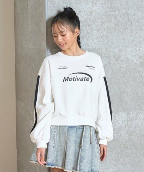 Lovetoxic / ラブトキシック スウェット | 【LTXC】裏起毛ラインクロップドトレーナー（オフ ホワイト）