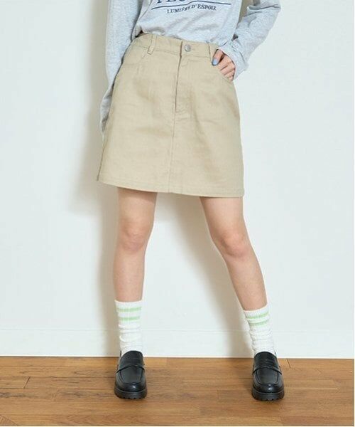 Lovetoxic / ラブトキシック ショート・ハーフ・半端丈パンツ | 【ベーシック】【GOODPRICE】デニム・ツイル台形スカパン（ベージュ）