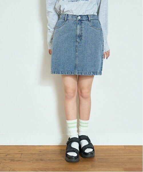 Lovetoxic / ラブトキシック ショート・ハーフ・半端丈パンツ | 【ベーシック】【GOODPRICE】デニム・ツイル台形スカパン（ブルー）