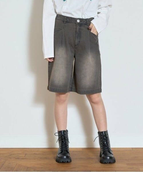 Lovetoxic / ラブトキシック ショート・ハーフ・半端丈パンツ | 【LTXC】タックハーフデニムパンツ（黒）