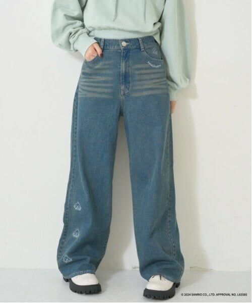 Lovetoxic / ラブトキシック その他パンツ | 【サンリオキャラクターズ】刺しゅうデニムパンツ(ハンギョドン)