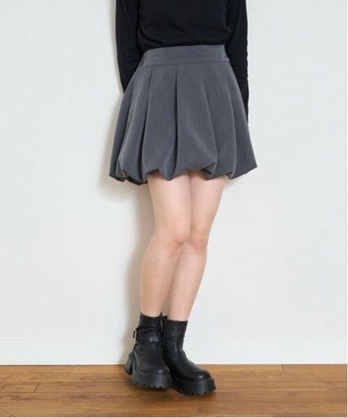 Lovetoxic / ラブトキシック ミニ・ひざ丈スカート | バルーンタックスカパン(グレー)