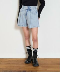 Lovetoxic / ラブトキシック ショート・ハーフ・半端丈パンツ | 美脚見えタックフレアデニムキュロット