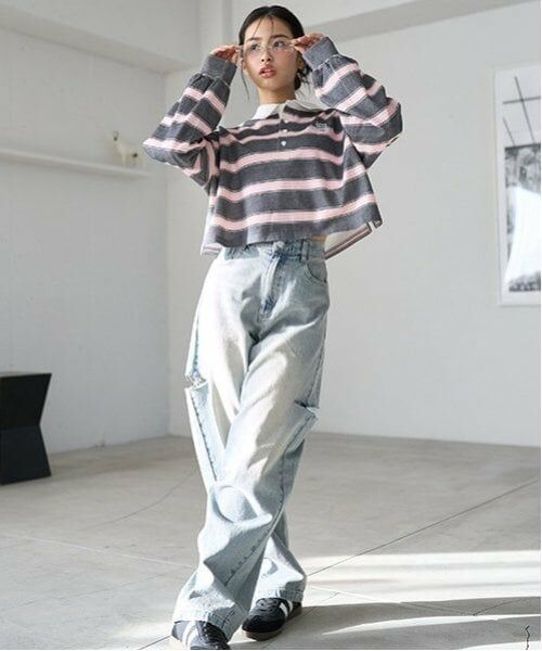 Lovetoxic / ラブトキシック その他パンツ | 【LTXC】バレルレッグダメージデニム（ブルー）