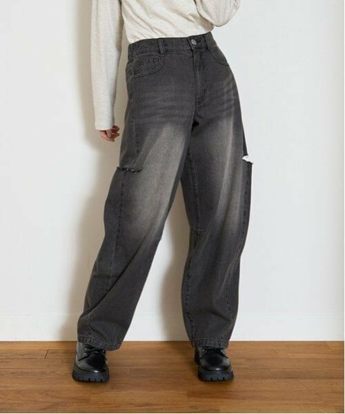 Lovetoxic / ラブトキシック その他パンツ | 【LTXC】バレルレッグダメージデニム（黒）