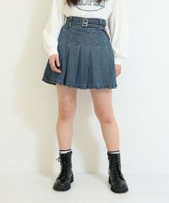 Lovetoxic / ラブトキシック ショート・ハーフ・半端丈パンツ | 【LTXC】Wベルトデニムプリーツスカート