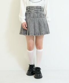 Lovetoxic / ラブトキシック ショート・ハーフ・半端丈パンツ | 【LTXC】Wベルトデニムプリーツスカート
