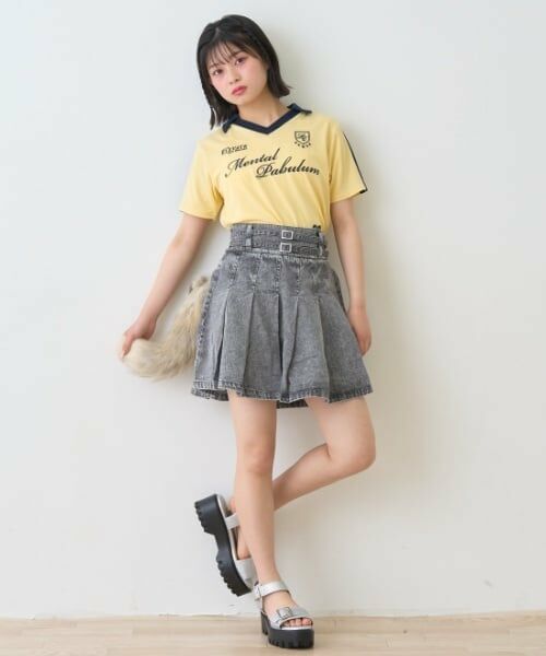 Lovetoxic / ラブトキシック ショート・ハーフ・半端丈パンツ | 【LTXC】Wベルトデニムプリーツスカート | 詳細1