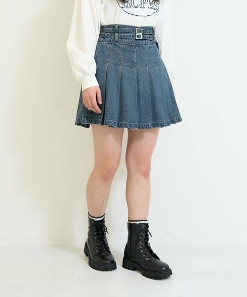 Lovetoxic / ラブトキシック ショート・ハーフ・半端丈パンツ | 【LTXC】Wベルトデニムプリーツスカート | 詳細3