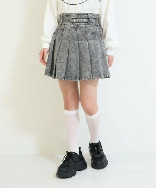 Lovetoxic / ラブトキシック ショート・ハーフ・半端丈パンツ | 【LTXC】Wベルトデニムプリーツスカート | 詳細4