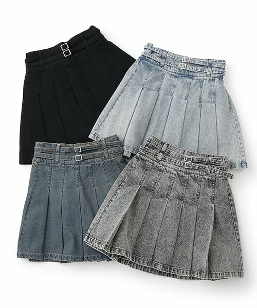 Lovetoxic / ラブトキシック ショート・ハーフ・半端丈パンツ | 【LTXC】Wベルトデニムプリーツスカート | 詳細6