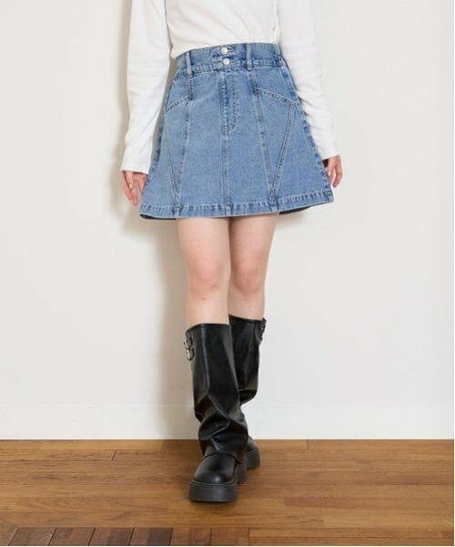 Lovetoxic / ラブトキシック ショート・ハーフ・半端丈パンツ | 【GOODPRICE】オシャ見え切替えスカート（ブルー）
