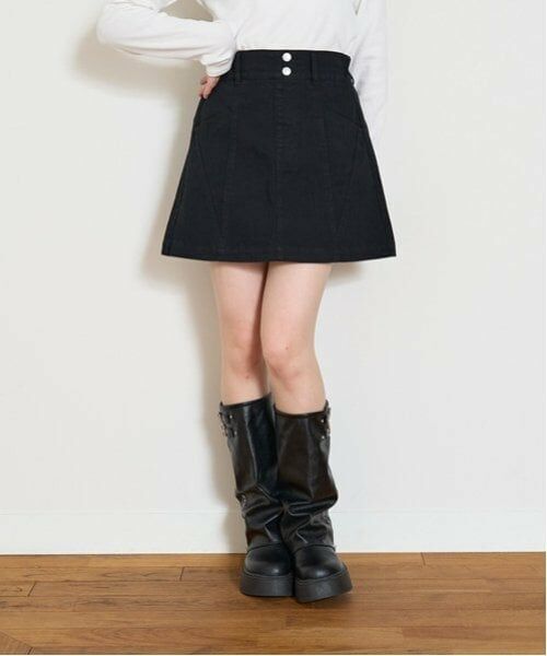 Lovetoxic / ラブトキシック ショート・ハーフ・半端丈パンツ | 【GOODPRICE】オシャ見え切替えスカート（黒）