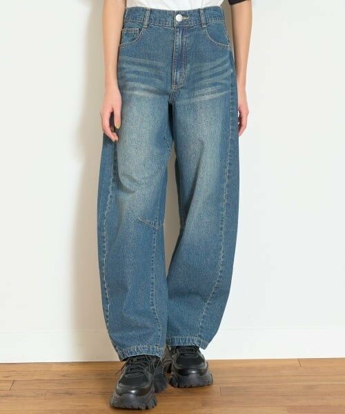 Lovetoxic / ラブトキシック その他パンツ | 【LTXC】【接触冷感/ひんやり】バレルレッグライトデニム（紺）