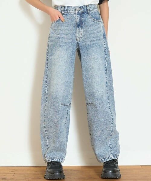 Lovetoxic / ラブトキシック その他パンツ | 【LTXC】【接触冷感/ひんやり】バレルレッグライトデニム（ブルー）