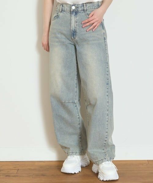 Lovetoxic / ラブトキシック その他パンツ | 【LTXC】【接触冷感/ひんやり】バレルレッグライトデニム（サックス）