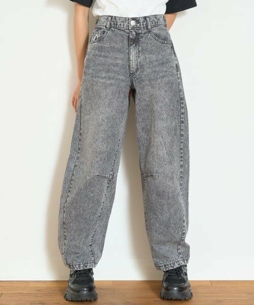 Lovetoxic / ラブトキシック その他パンツ | 【LTXC】【接触冷感/ひんやり】バレルレッグライトデニム（ライト グレー）