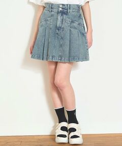 Lovetoxic / ラブトキシック ショート・ハーフ・半端丈パンツ | 美脚見えデニムプリーツスカート
