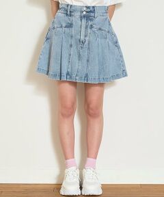 Lovetoxic / ラブトキシック ショート・ハーフ・半端丈パンツ | 美脚見えデニムプリーツスカート