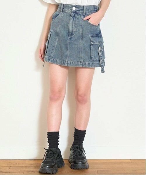 Lovetoxic / ラブトキシック ミニ・ひざ丈スカート | 【LTXC】カーゴデニムミニスカート（ブルー）
