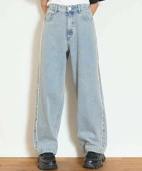 Lovetoxic / ラブトキシック その他パンツ | フリンジデニムパンツ(ブルー)