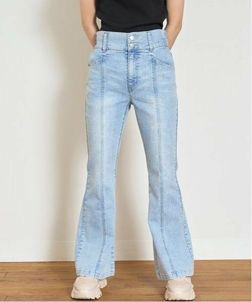 Lovetoxic / ラブトキシック その他パンツ | 【接触冷感/ひんやり】スタイルアップフレアデニム（ブルー）