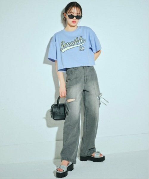 Lovetoxic / ラブトキシック その他パンツ | リボンスリットデニムパンツ(グレー)