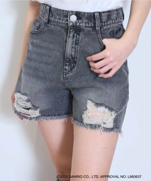 Lovetoxic / ラブトキシック ショート・ハーフ・半端丈パンツ | 【マイメロディ・クロミ】ダメージショートパンツ | 詳細5