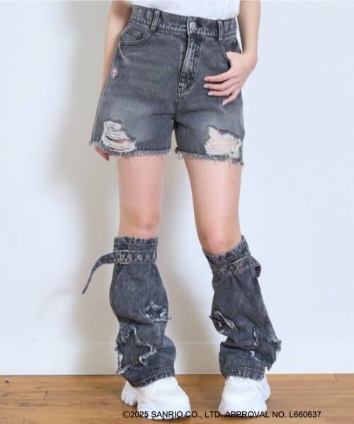 Lovetoxic / ラブトキシック ショート・ハーフ・半端丈パンツ | 【マイメロディ・クロミ】ダメージショートパンツ | 詳細9